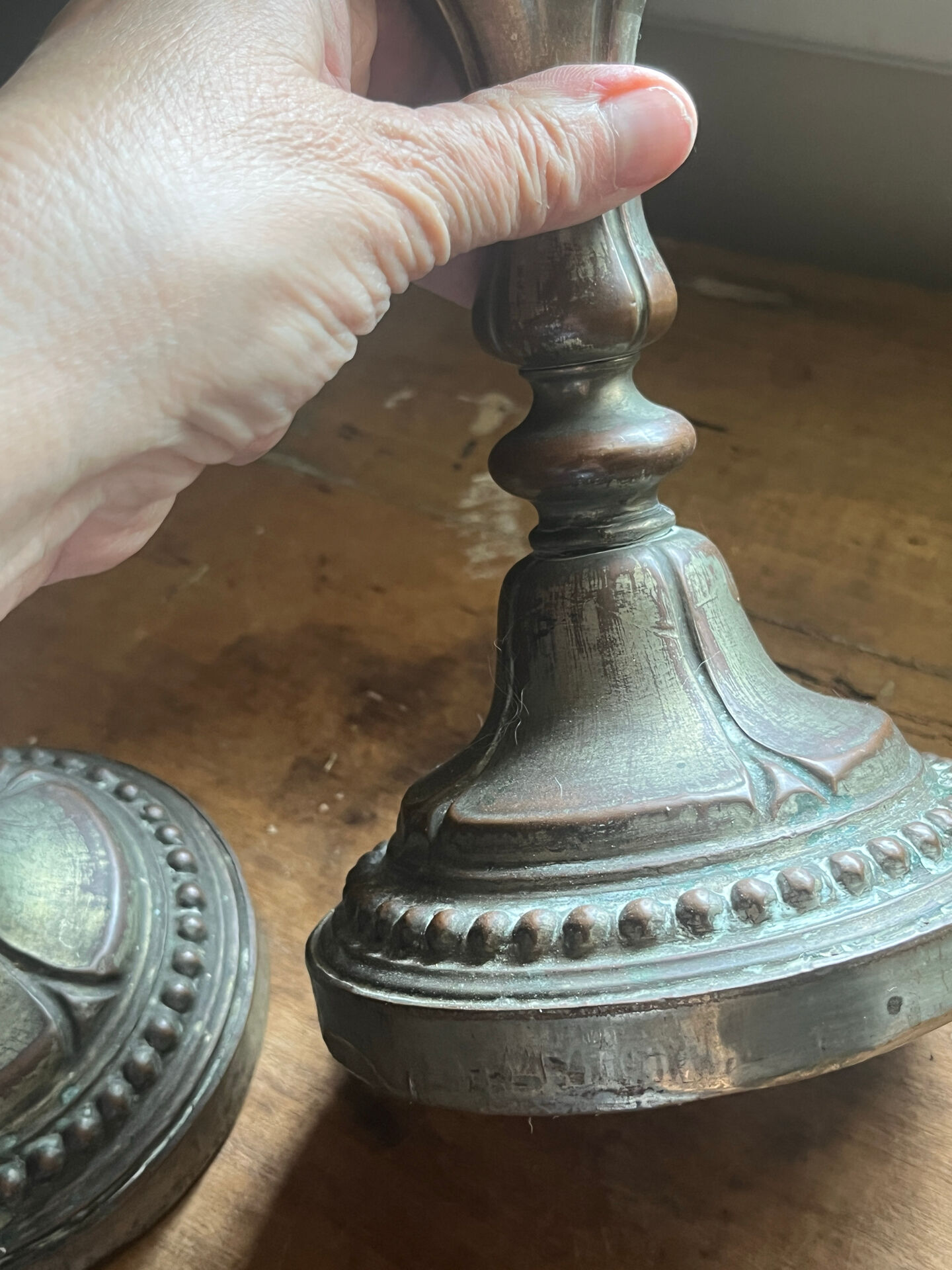 2 antique silver candlesticks