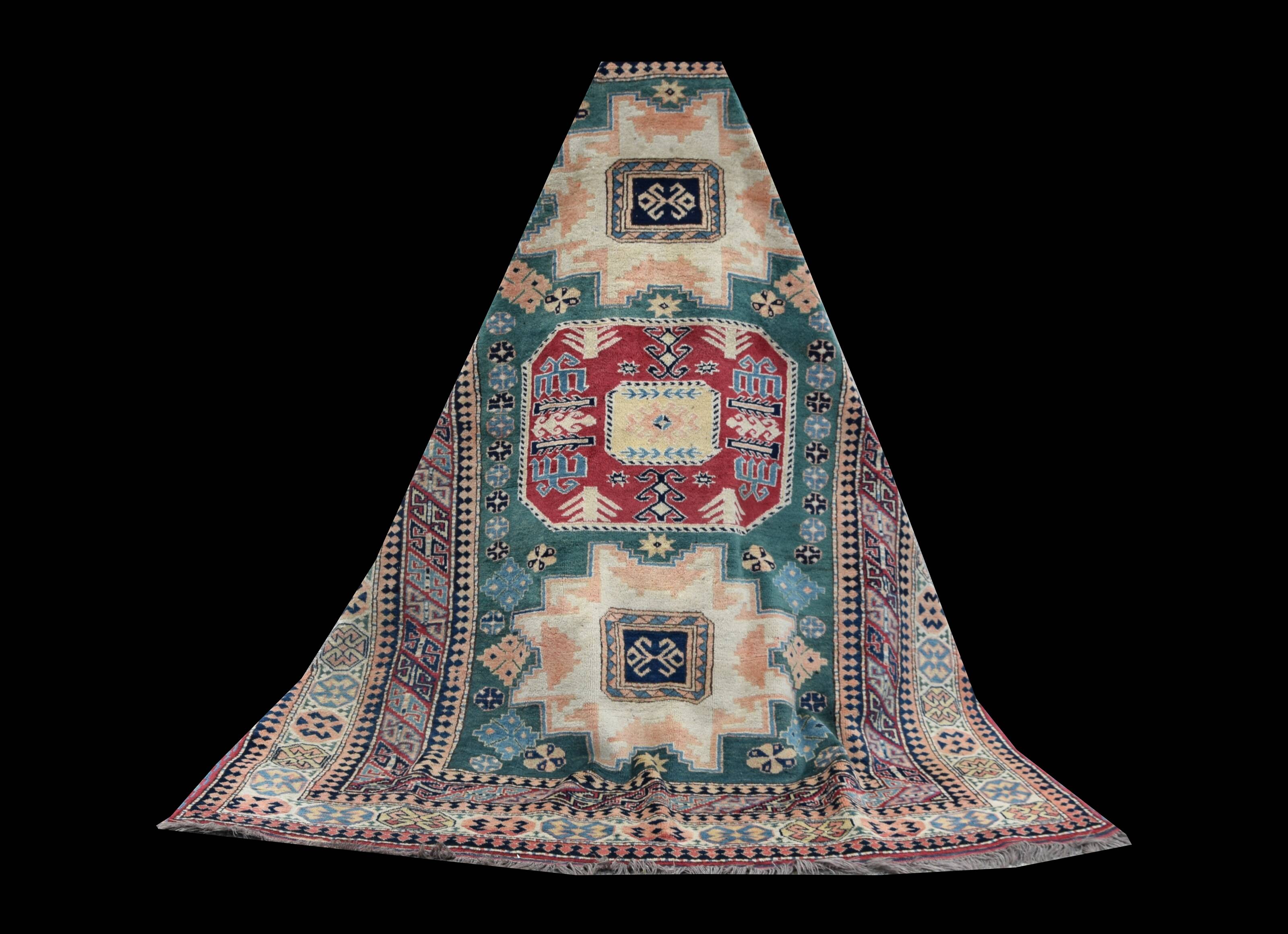 Handmade Oriental Rug Kazak Afghan: 1.66 X 2.64 Meters