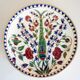 Enamelled plate Keramik decoration of ibiscus, cloisonné enamels, thick, Rhodes Greece