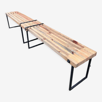 Banc extensible industriel bois et métal 160/260 cms