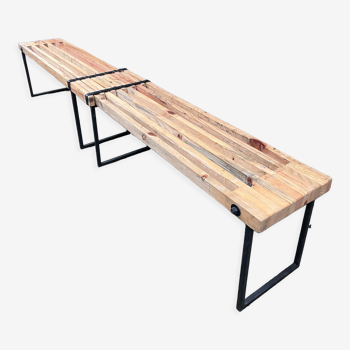 Industrial extendable bench wood and metal 160/260 cms