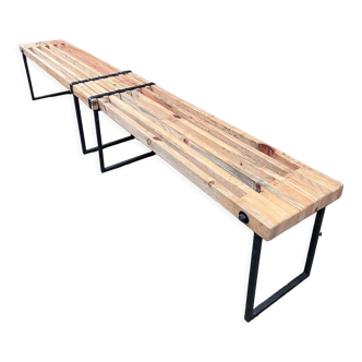 Banc extensible industriel bois et métal 160/260 cms