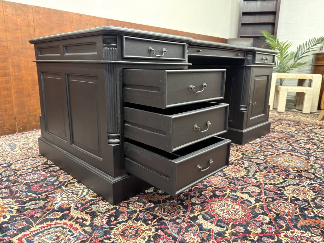 Classic English Black Chesterfield Desk