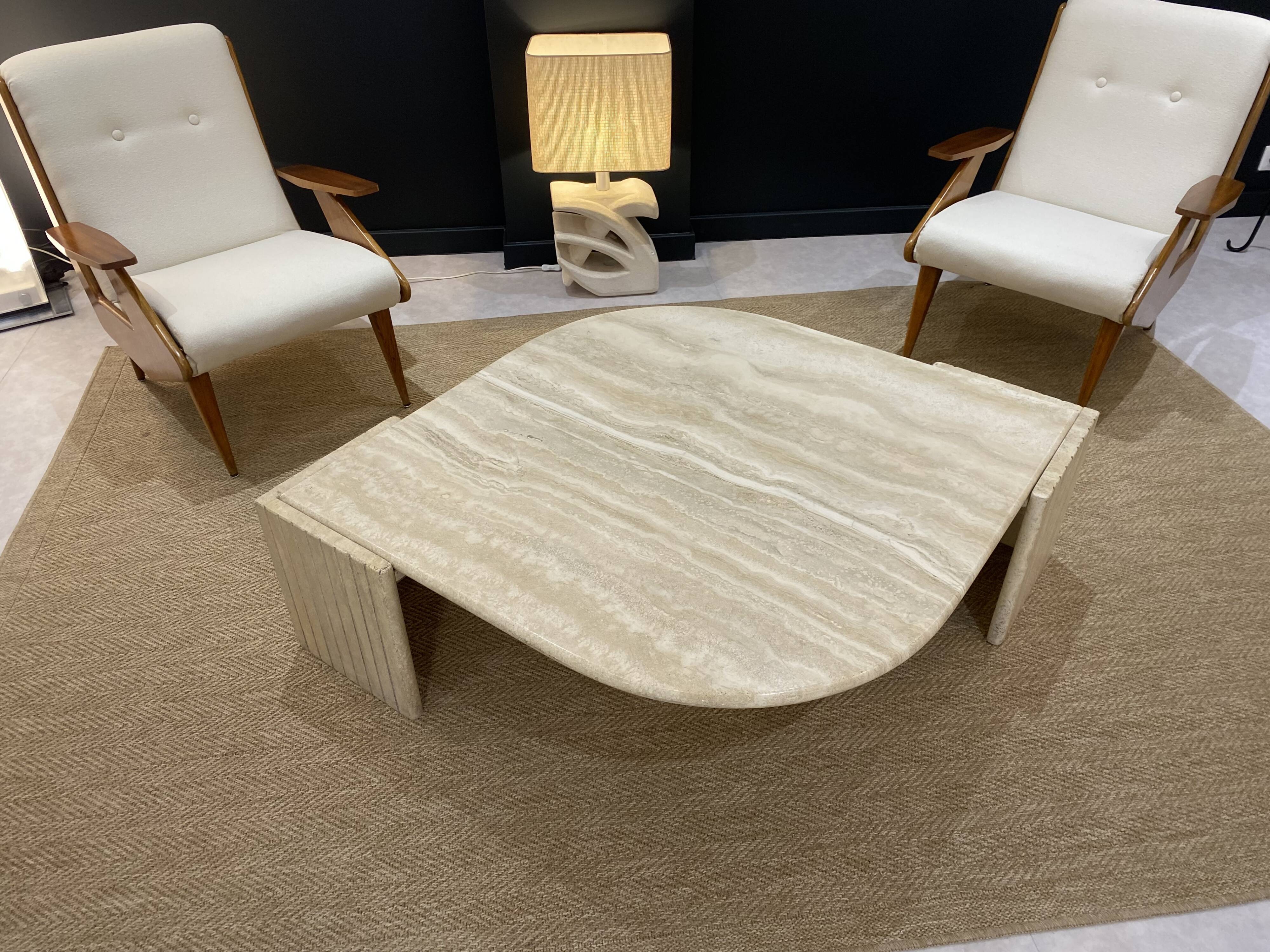 Travertine eye coffee table 1980