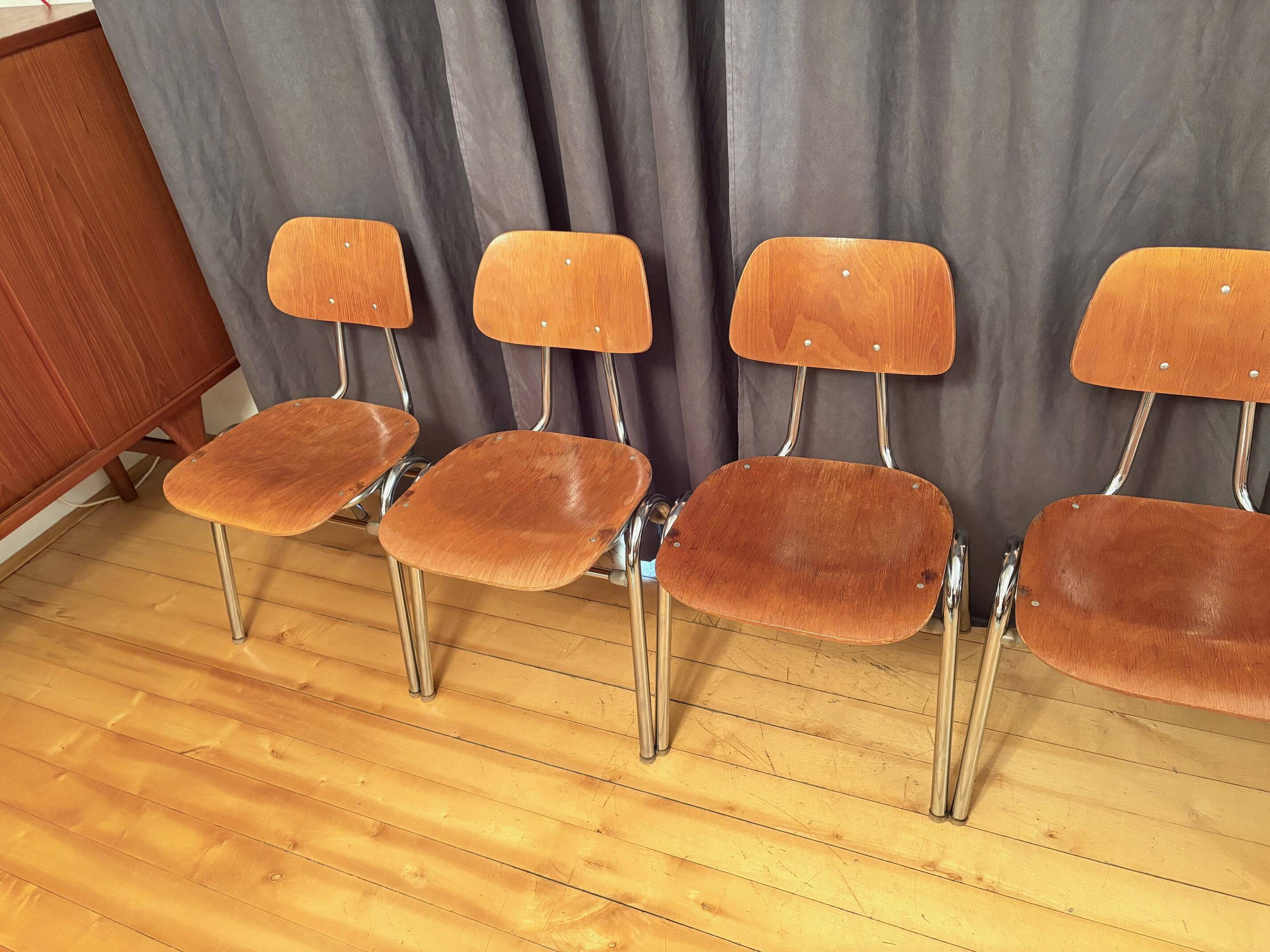 Set of six KN-38 chairs designed by Karl Nothhelfer for VS Möbel, Germany,