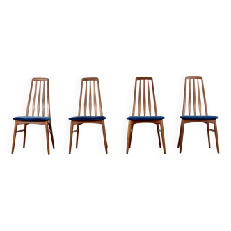 Chaises Eva Midcentury par Neils Koefoed du Danemark en teck et velours