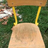 Set of 6 70s school chairs in different patinas and models