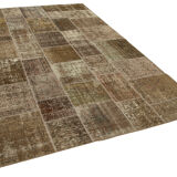 Tapis turc fait à la main 197 cm x 300 cm marron patchwork