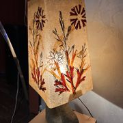 Lampe vintage céramique accolay abat jour résine herbier