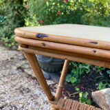 Vintage rattan magazine holder table