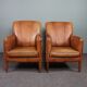 Set of 2 cowhide leather armchairs