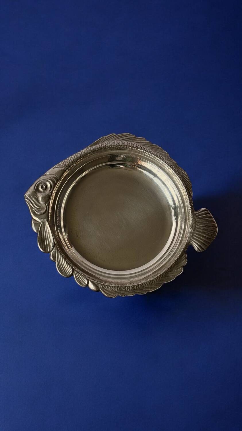 Vintage silver metal fish dish