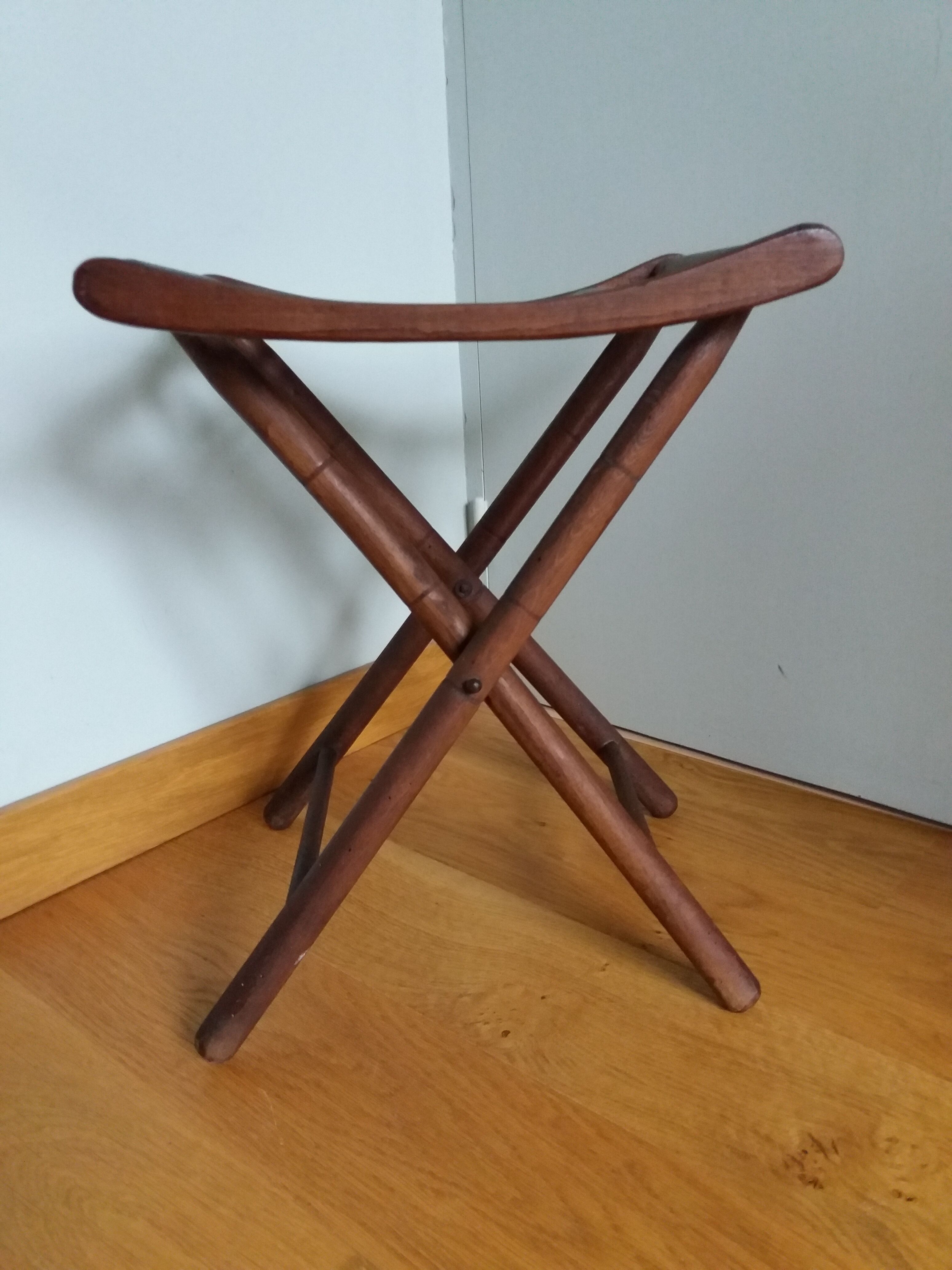 Folding wooden stool