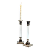 Vintage lucite and silver metal candle holders