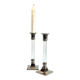 Vintage lucite and silver metal candle holders