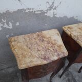 Pair of Louis XV style bedside tables in Marquetry