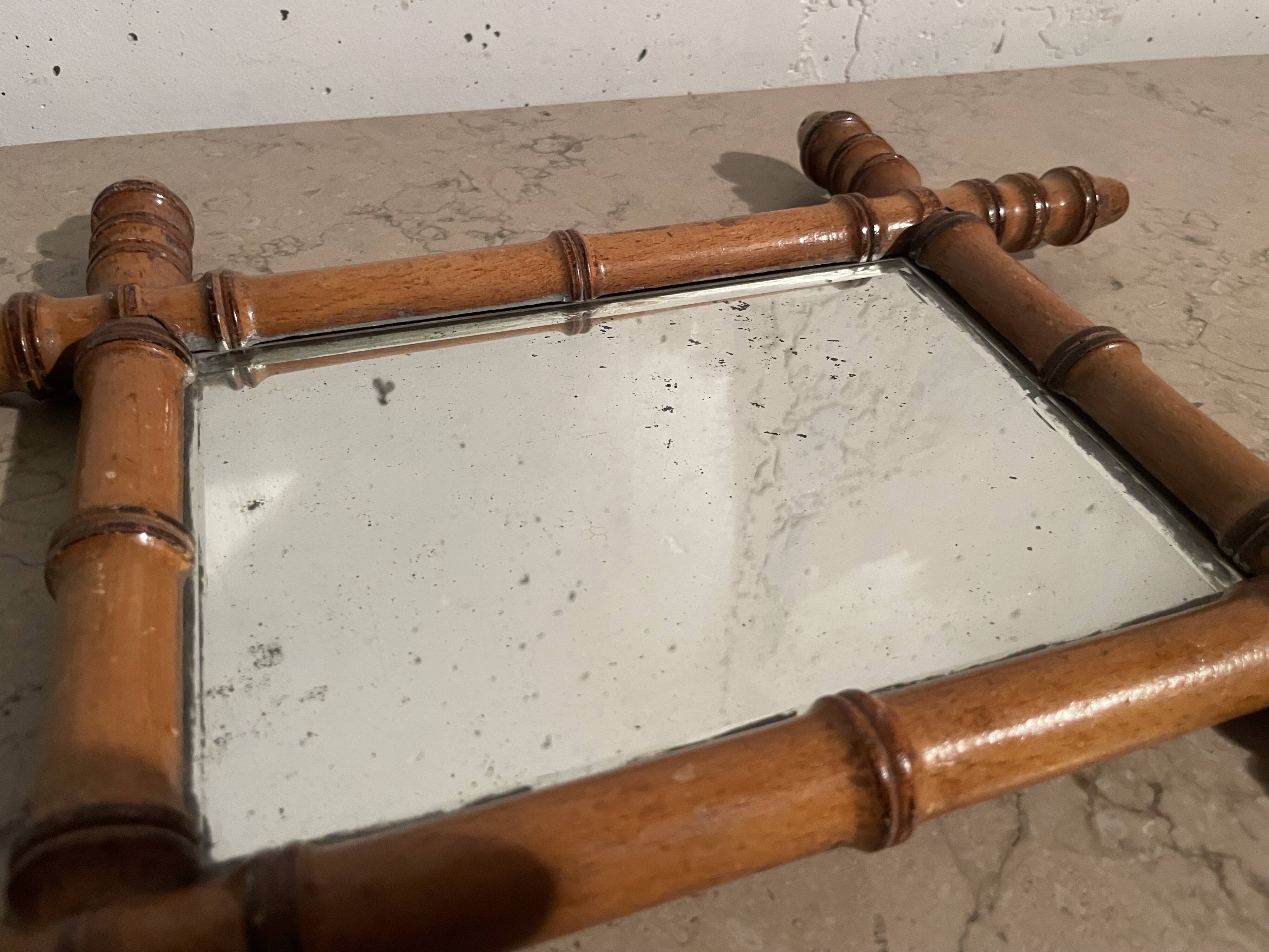 Miroir faux bambou années 40