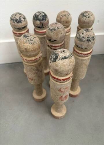 Old wooden skittles game