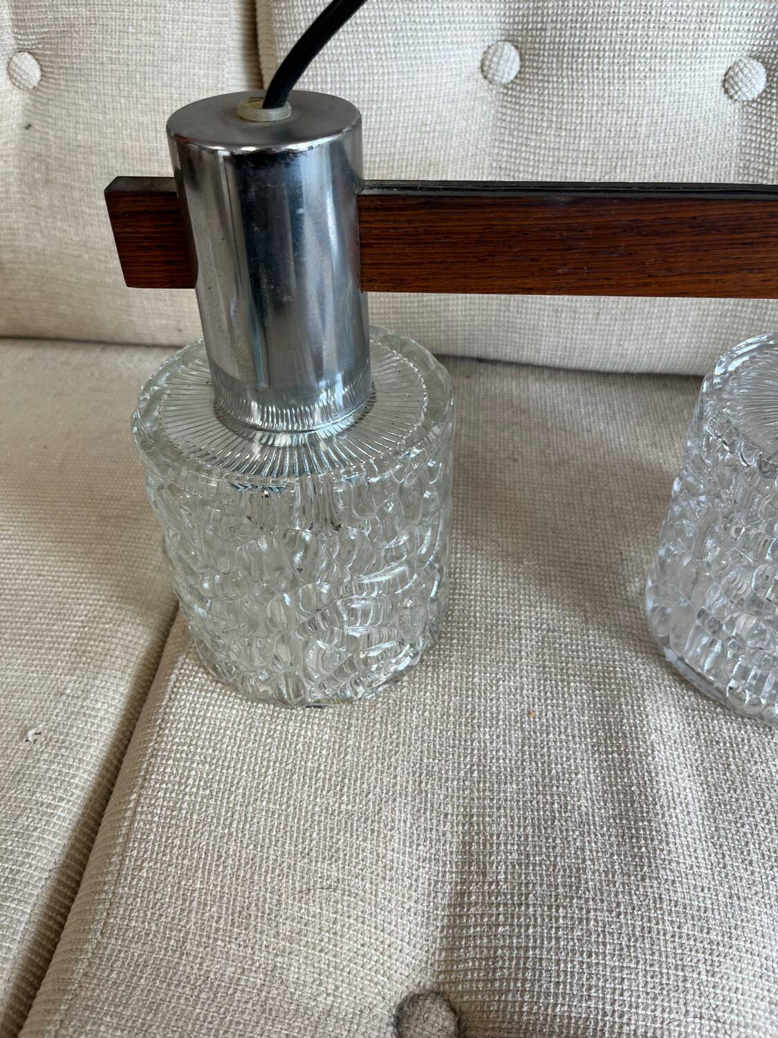 Suspension scandinave en palissandre et chrome 1970