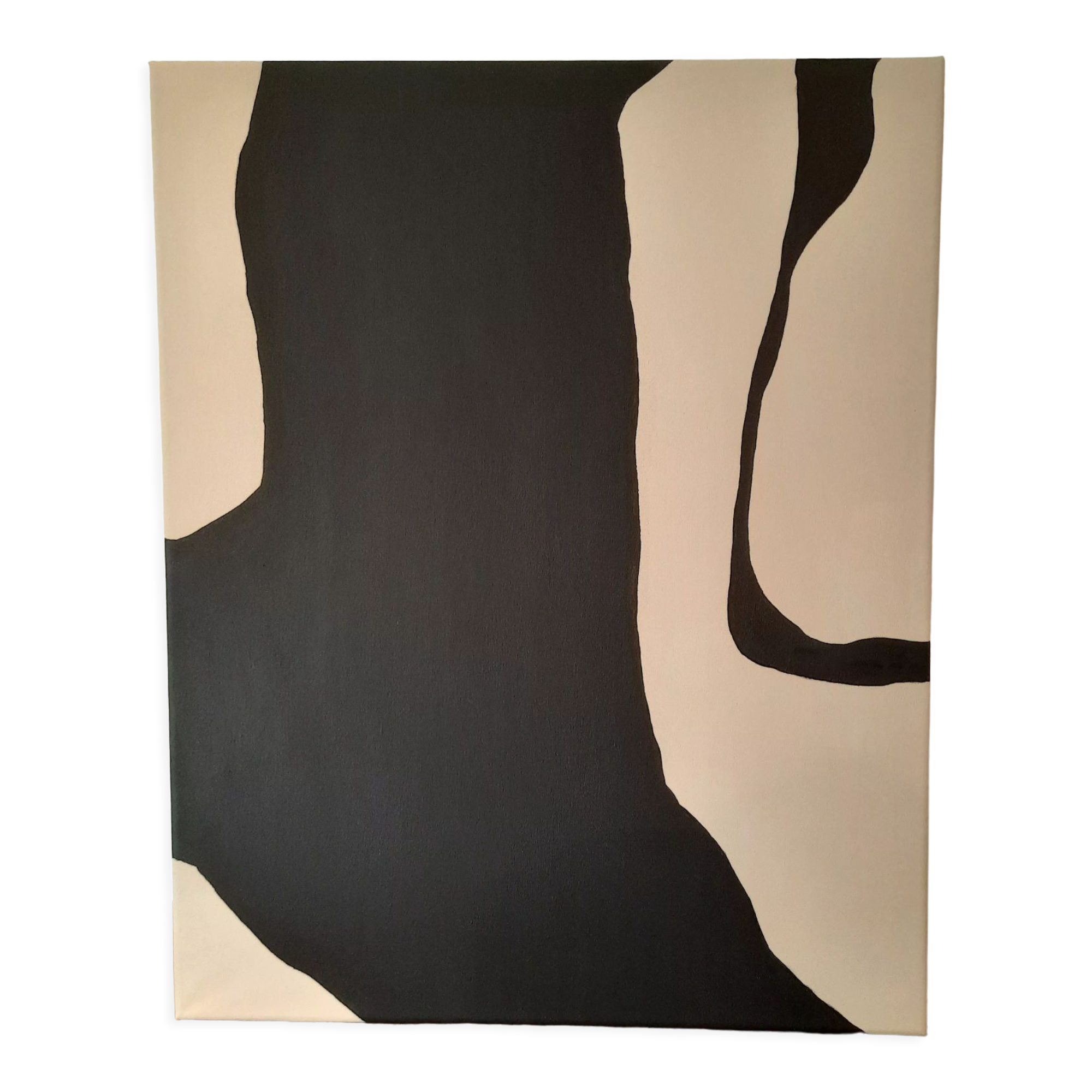 Beige and black abstract painting