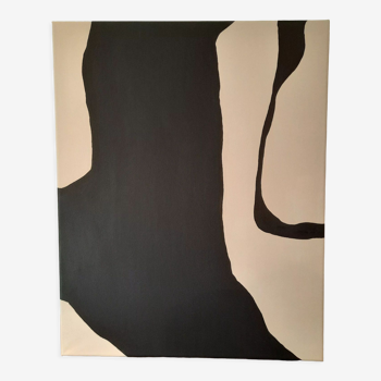 Beige and black abstract painting