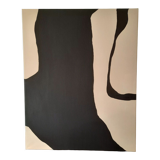 Beige and black abstract painting