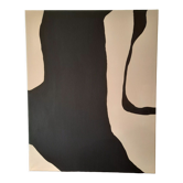Tableau abstrait beige et noir