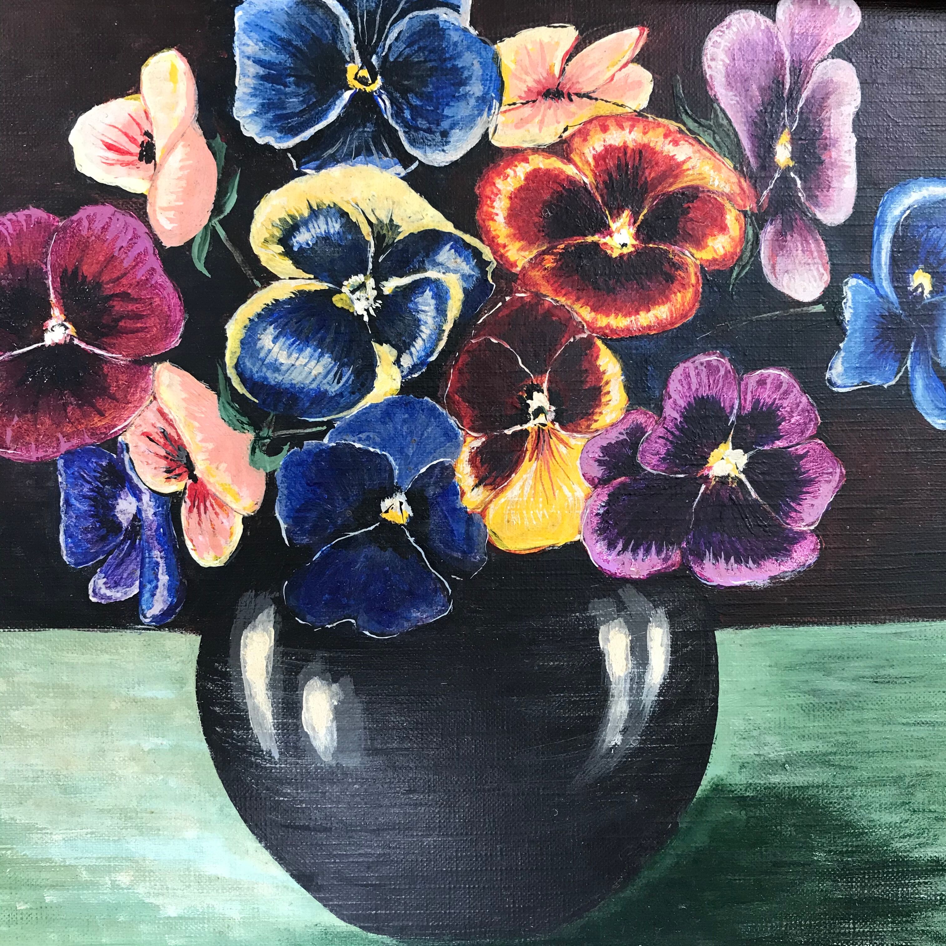 Peinture bouquet de pensées