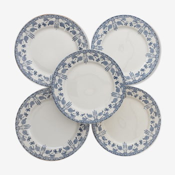 Lot de 5 assiettes vintage Sarreguemines modèle Noisettes