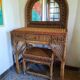 Coiffeuse rotin et son tabouret