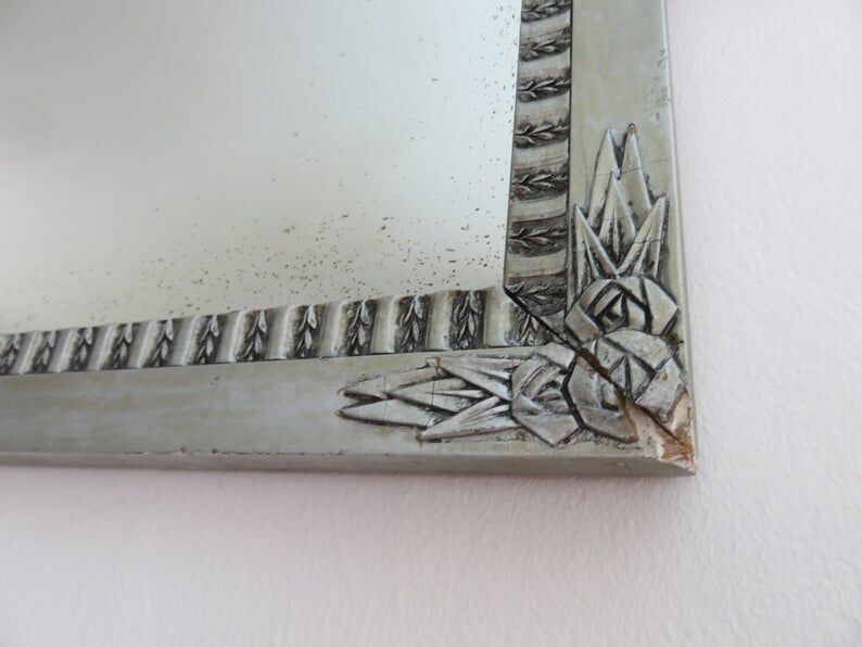 Art Deco mirror in silver wood 30/40 years