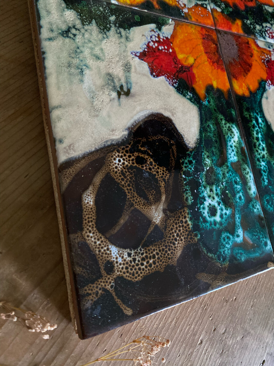 Carreaux en céramique bouquet Vallauris 1970