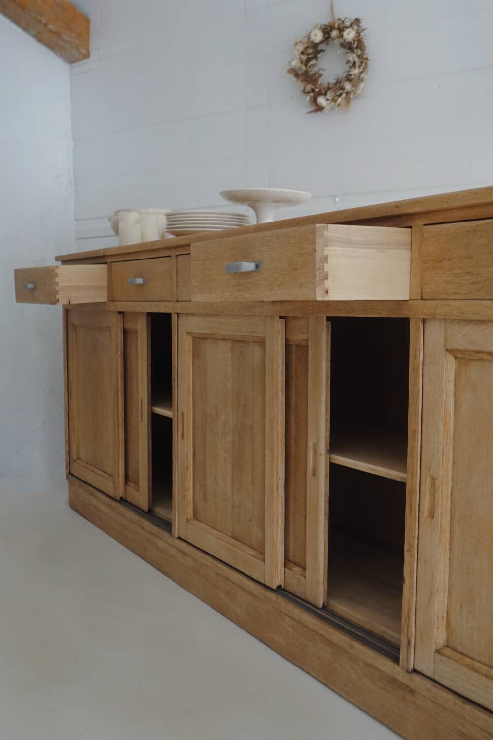 Old large pharmacy cabinet - profession / solid oak