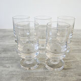 5 old transparent design stemmed glasses