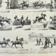 Old engraving 1898, Horse racing, hippodrome • Lithograph, Original plate