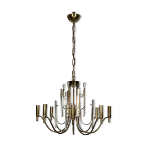 lustre Stilkronen en laiton et verre, italie années 1970