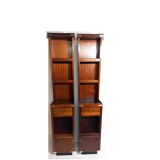 Pair of bedside tables with mahogany and brass shelf
