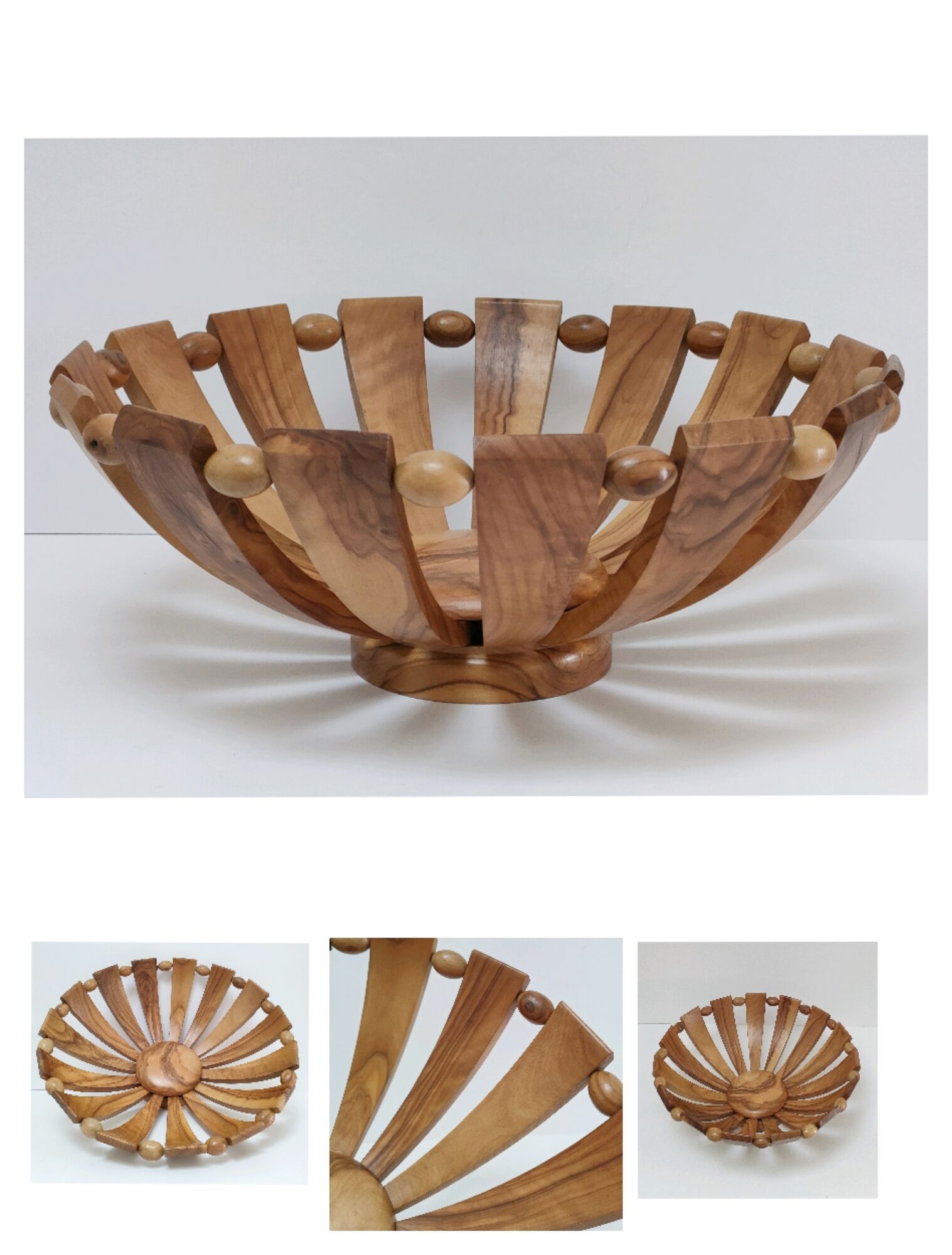 Fruit cup in olive wood vintage design