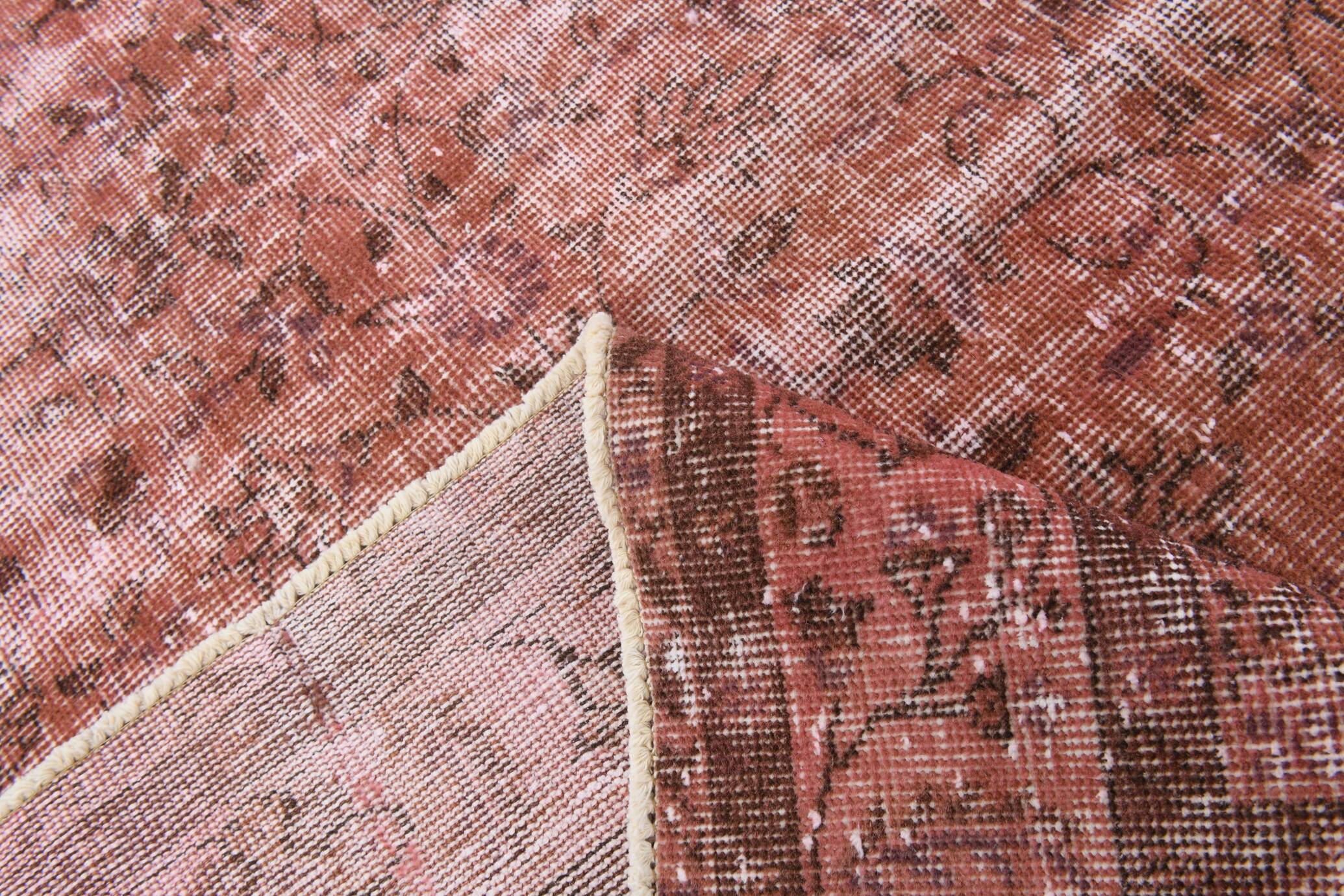 Dusty Rose Turkish Vintage Oversize Handmade Wool Carpet Rug, 198x297 Cm