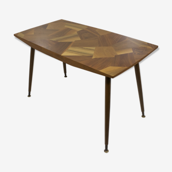 Wooden mosaic table vintage 1950-60