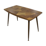 Wooden mosaic table vintage 1950-60