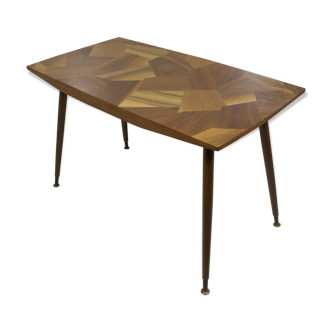 Table mosaïque de bois vintage 1950-60