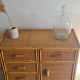 Vintage rattan chest of drawers