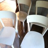 Set of 4 white wooden bistro chairs