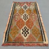 Vintage Turkish Mini Kilim 81x50 cm Wool Small Kelim Runner, shabby Chic