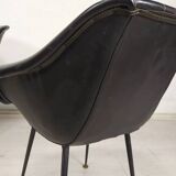Vintage black skai armchairs