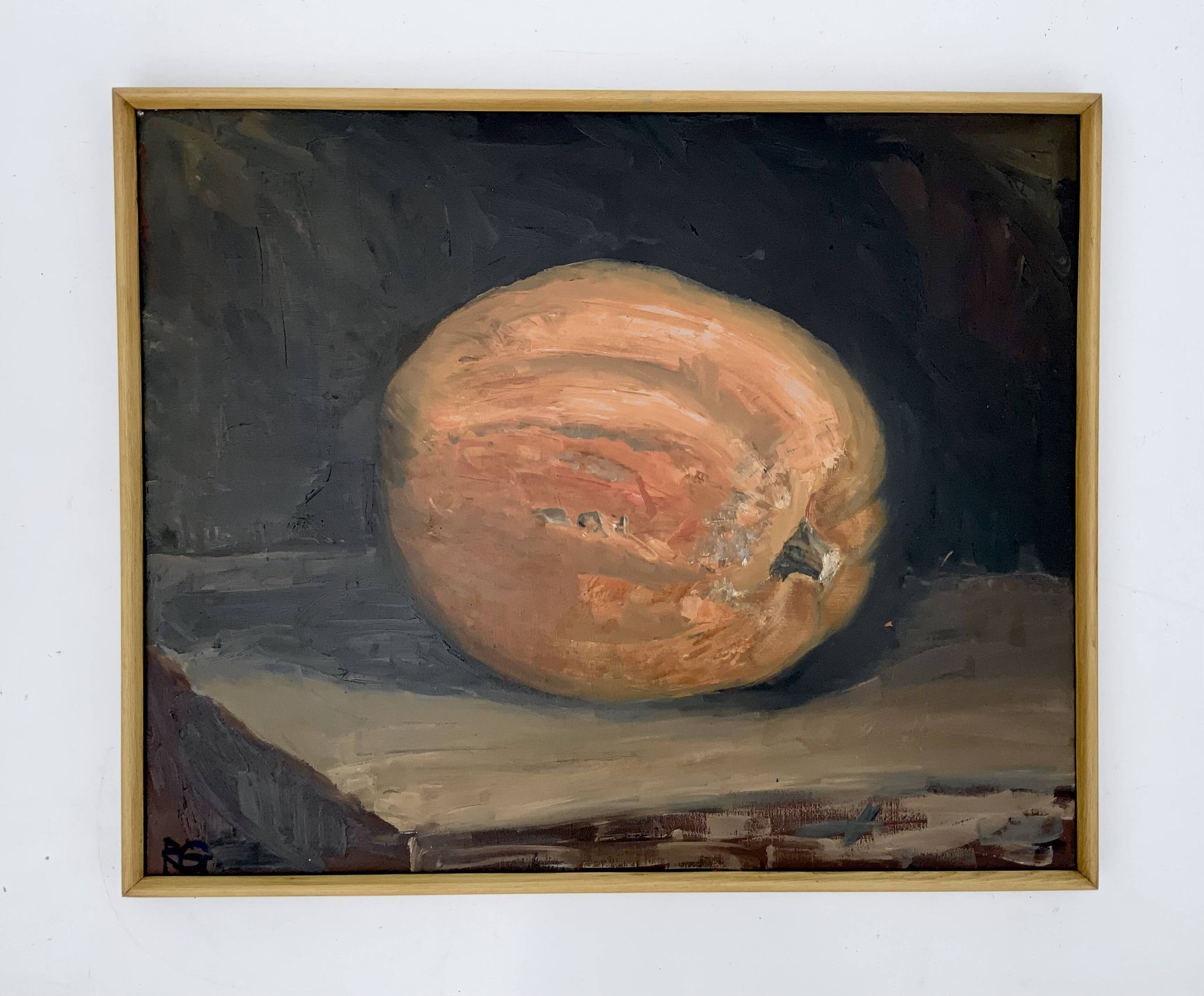 Vintage Still life with Pumkin oil Painting on Canvas signed R. Grinberg
