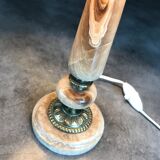 Lampe ancienne pied en pierre d’onyx et laiton 40 cm