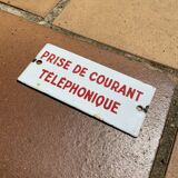 Plate old enamelled sheet metal plug white and red small format