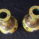 Pair of cloisonne enamel vases with japanese floral decor